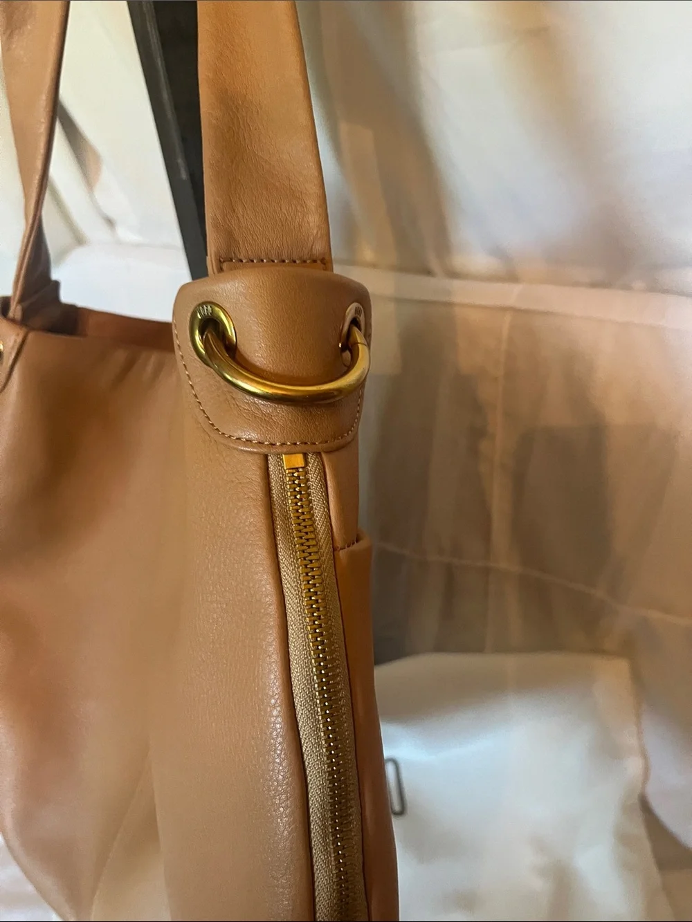 HOBO Cognac Pebbled Leather Hobo Shoulder Bag